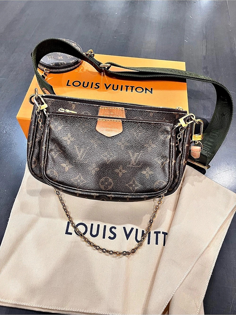 Louis Vuitton Multi Pochette Accessoires Crossbody Bag Brown